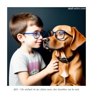 Un enfant et un chien avec des lunettes sur le nez